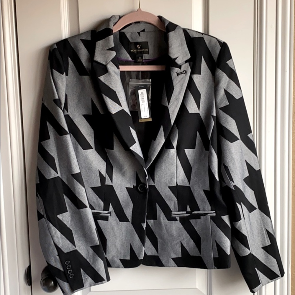 Worthington Houndstooth Gray&Black Blazer